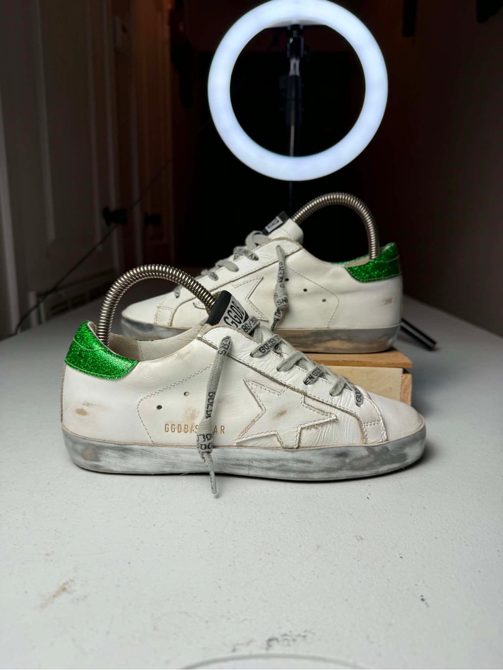 Used Golden Goose Superstar Sneaker with Neon Hiking Laces Sz 36 / US 6 See pic